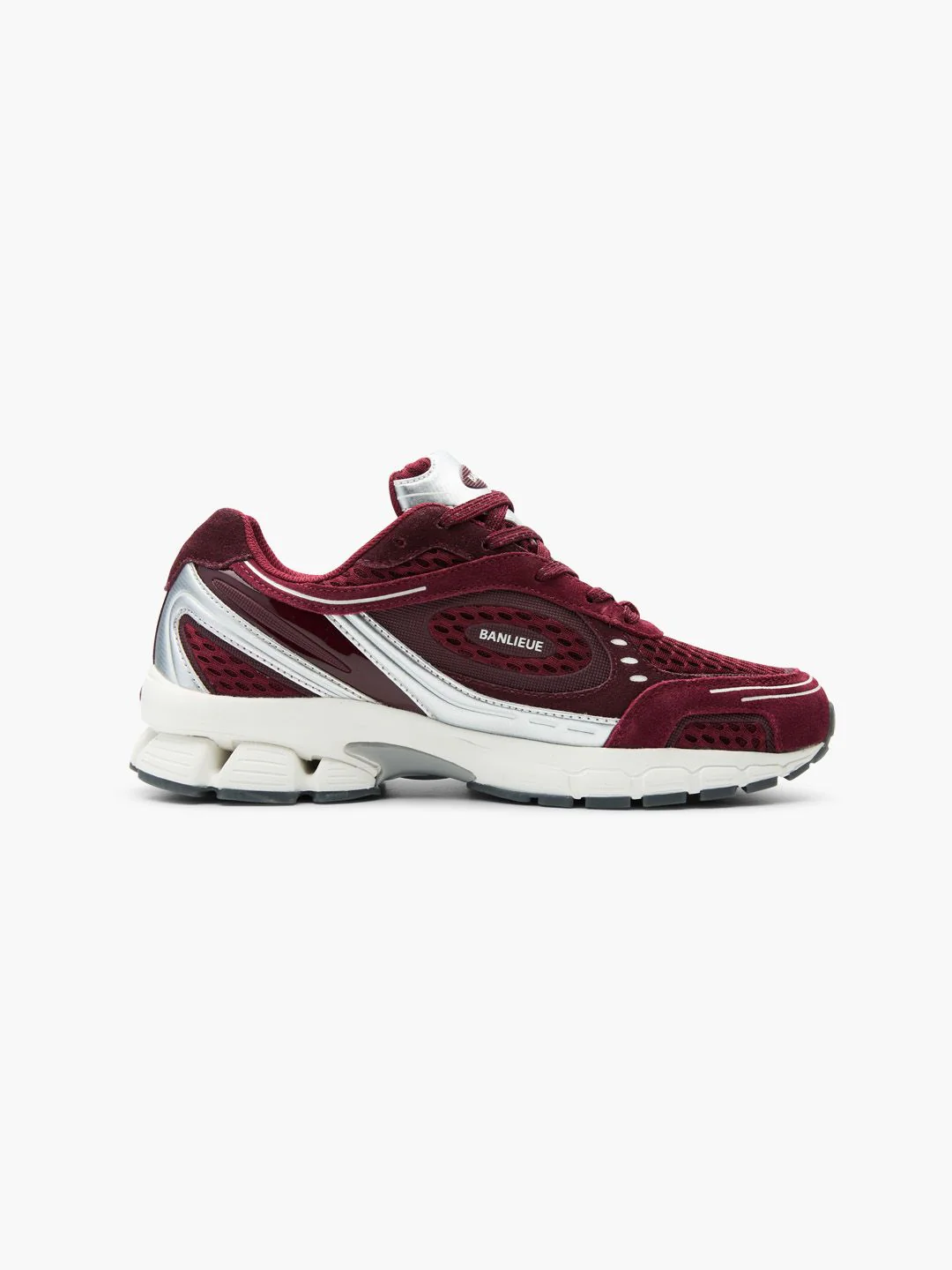 BANLIEUE SNEAKER (SUEDE) | BURGUNDY RED / METALLIC SILVER / CORE WHITE - Image 3