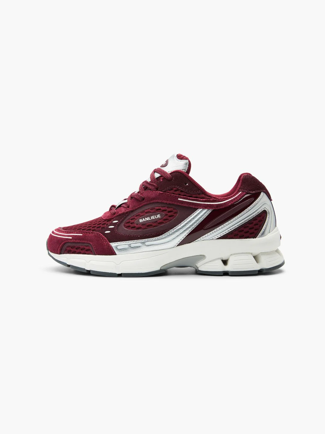 BANLIEUE SNEAKER (SUEDE) | BURGUNDY RED / METALLIC SILVER / CORE WHITE - Image 4