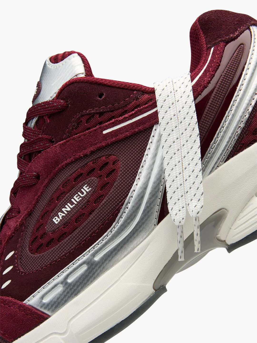 BANLIEUE SNEAKER (SUEDE) | BURGUNDY RED / METALLIC SILVER / CORE WHITE - Image 8