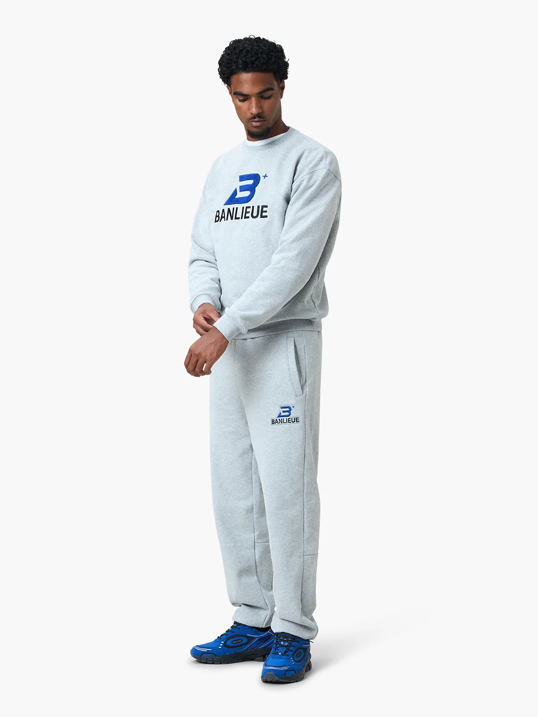 CHENILLE B+ SWEATPANTS | HEATHER GREY / ROYAL BLUE - Image 4