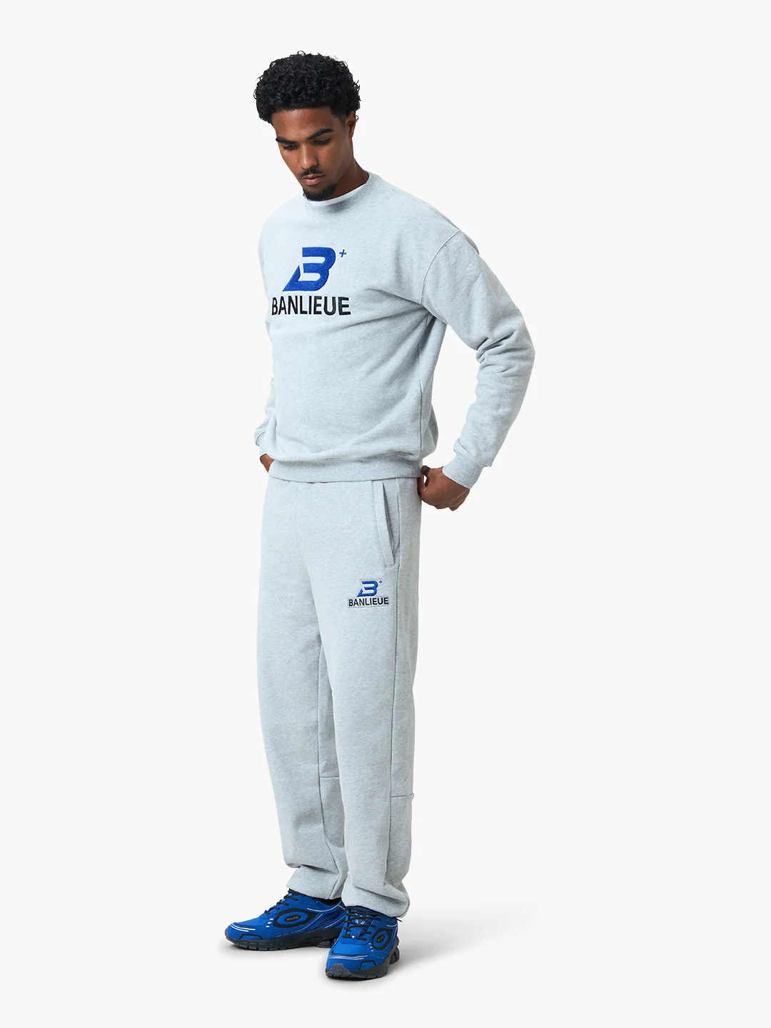 CHENILLE B+ SWEATPANTS | HEATHER GREY / ROYAL BLUE - Image 5