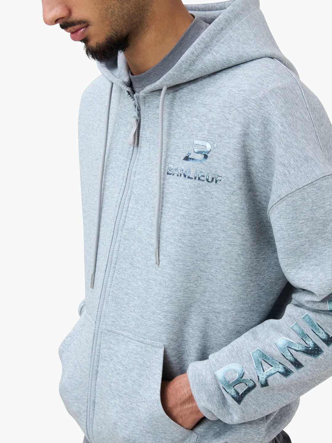 CHROME V2 HOODED VEST | HEATHER GREY / SILVER - Image 4