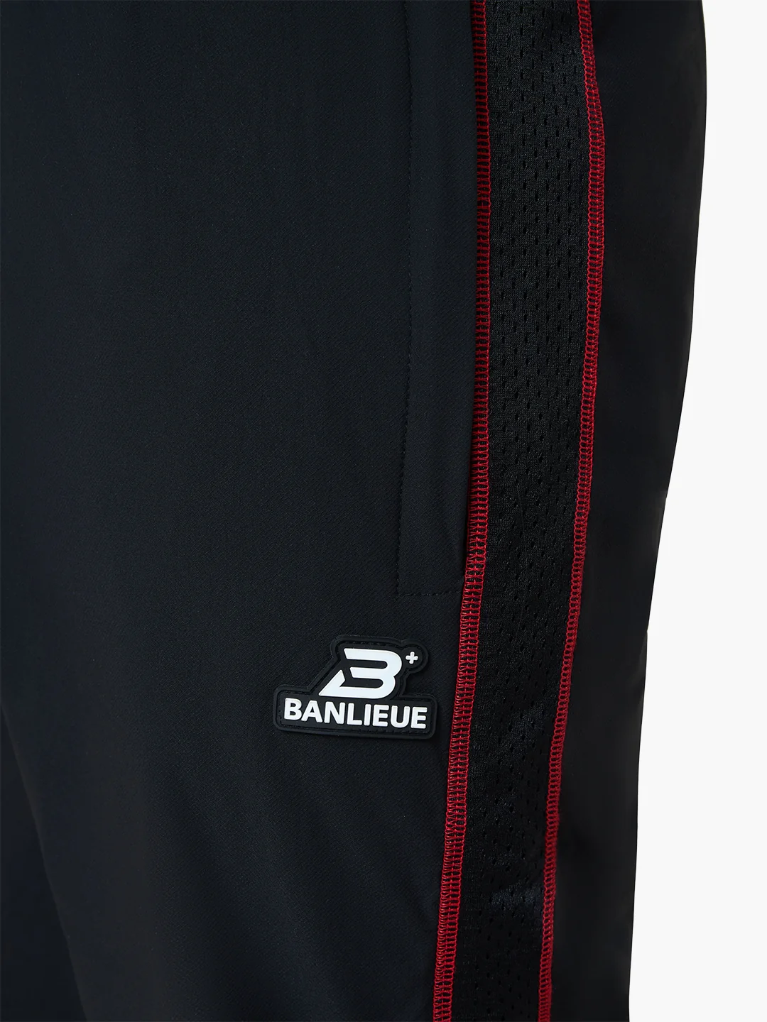 CONTRAST STITCH RETRO TRACKPANTS | BLACK / RED - Image 3