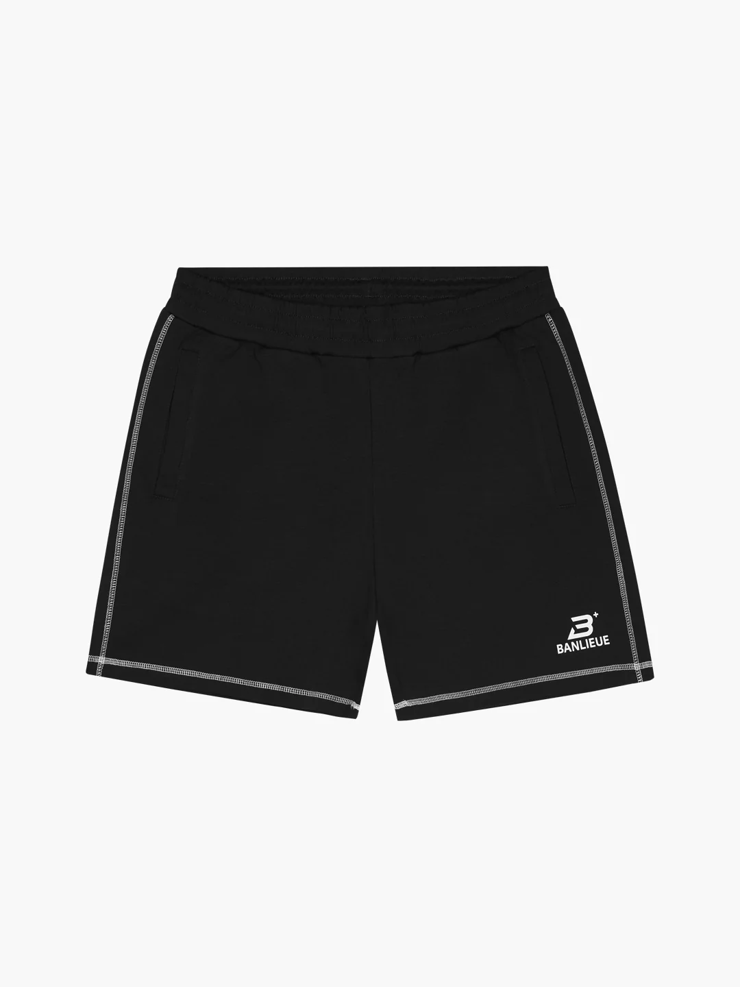 CONTRAST STITCH SHORTS | BLACK / WHITE - Image 3