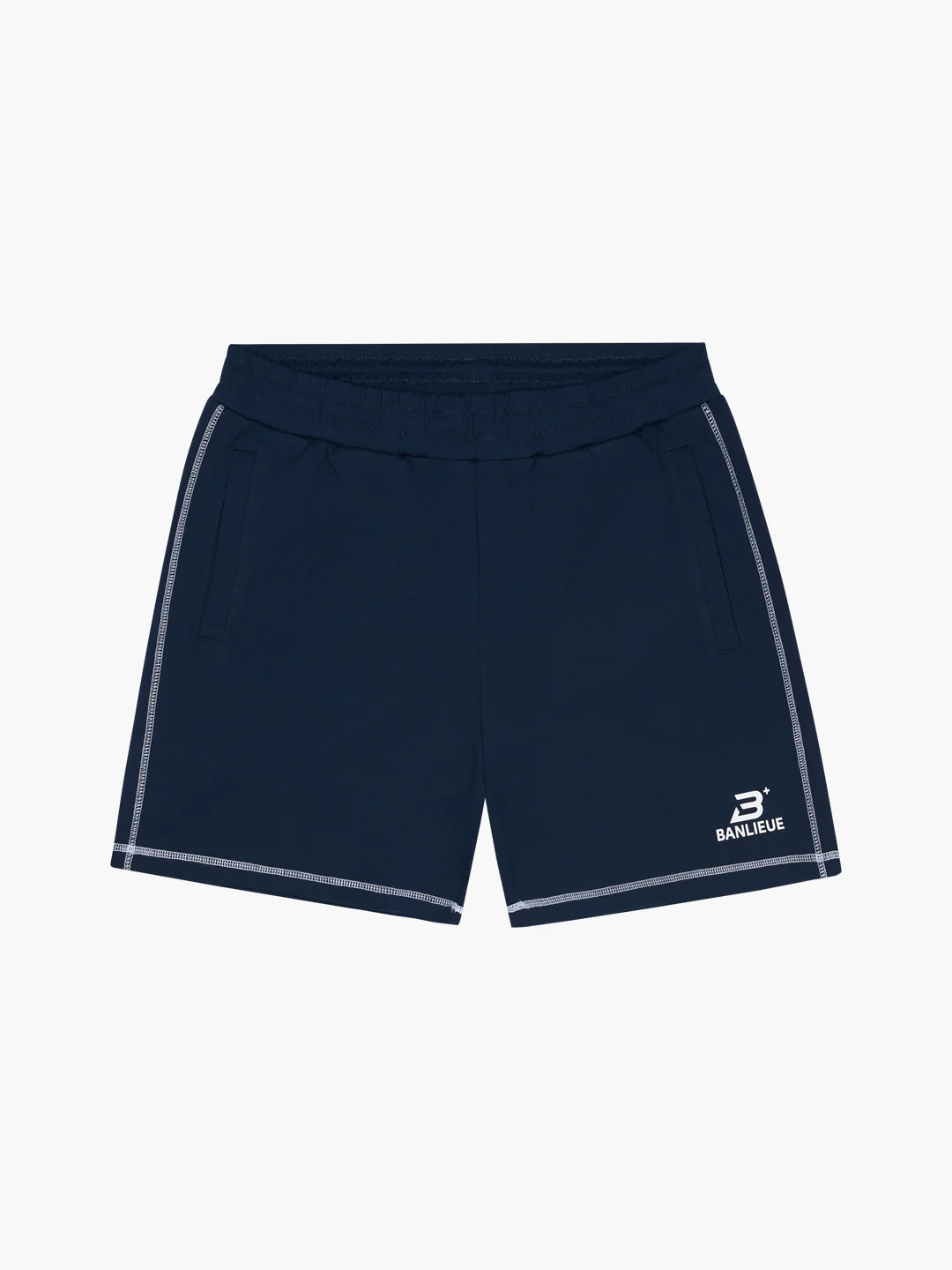 CONTRAST STITCH SHORTS | NAVY / WHITE - Image 3