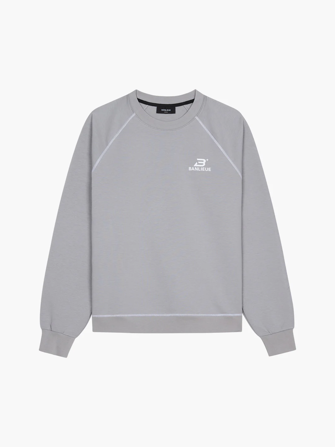 CONTRAST STITCH SWEATER | ALLOY GREY / WHITE - Image 3