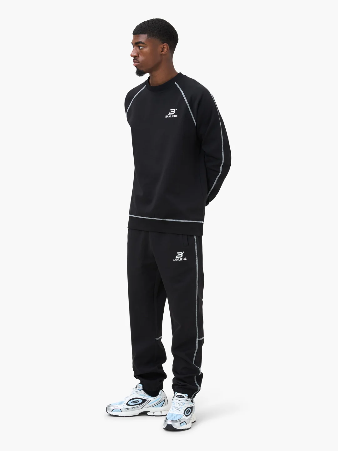 CONTRAST STITCH SWEATER | BLACK / WHITE - Image 4