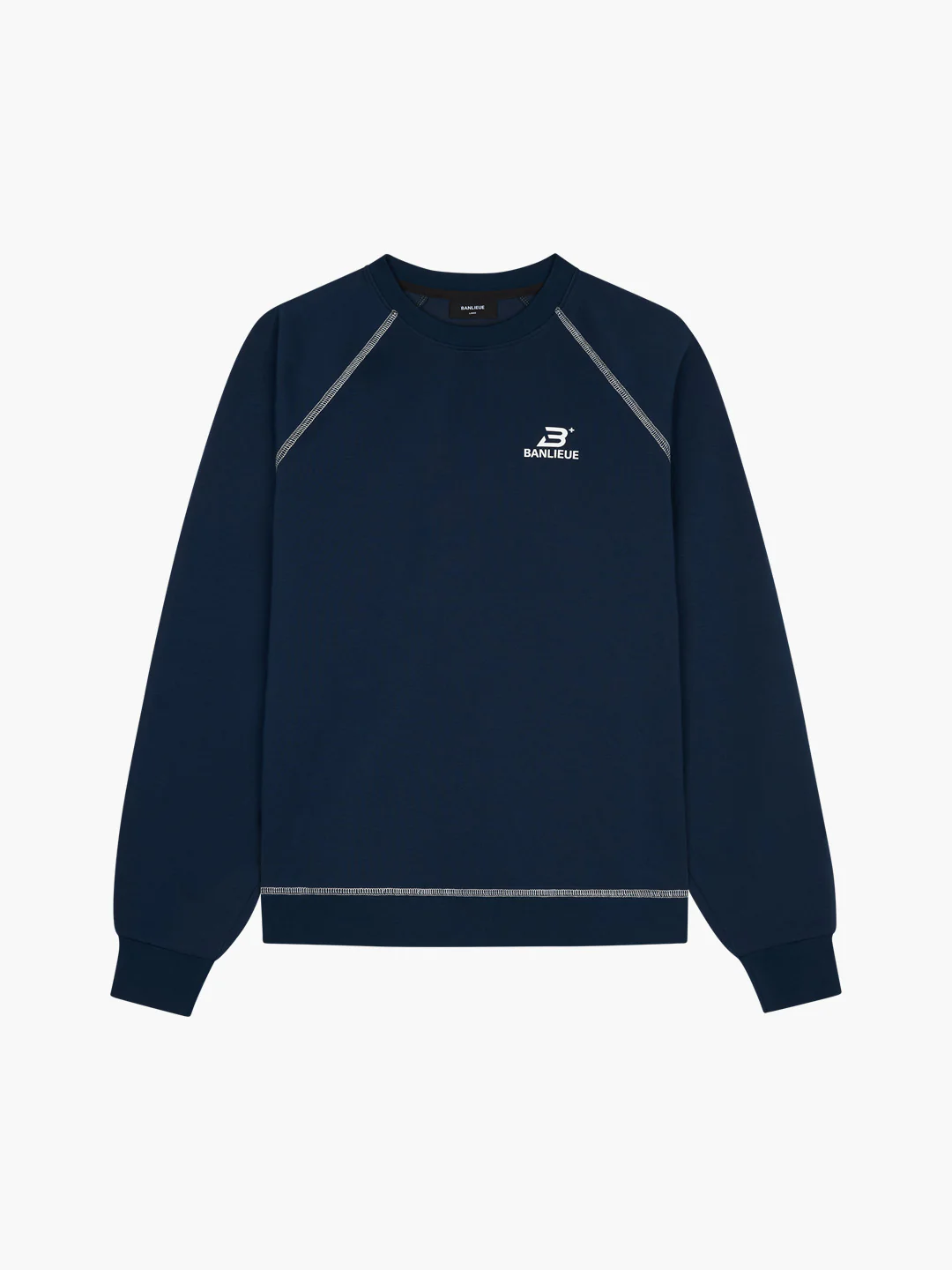 CONTRAST STITCH SWEATER | NAVY / WHITE - Image 3
