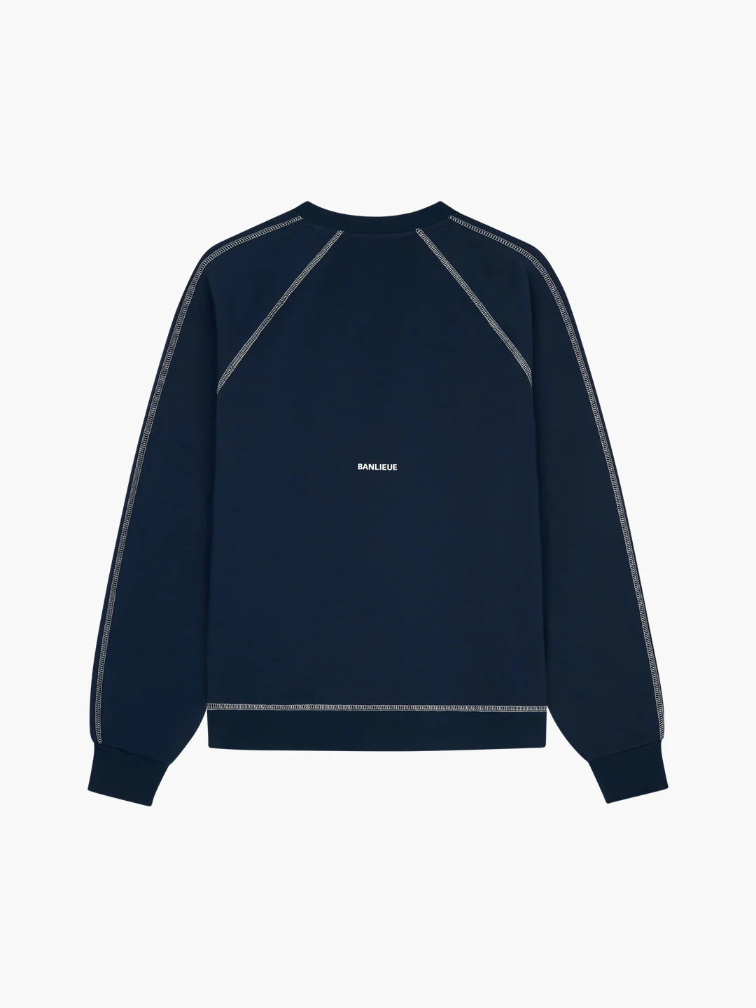 CONTRAST STITCH SWEATER | NAVY / WHITE - Image 5