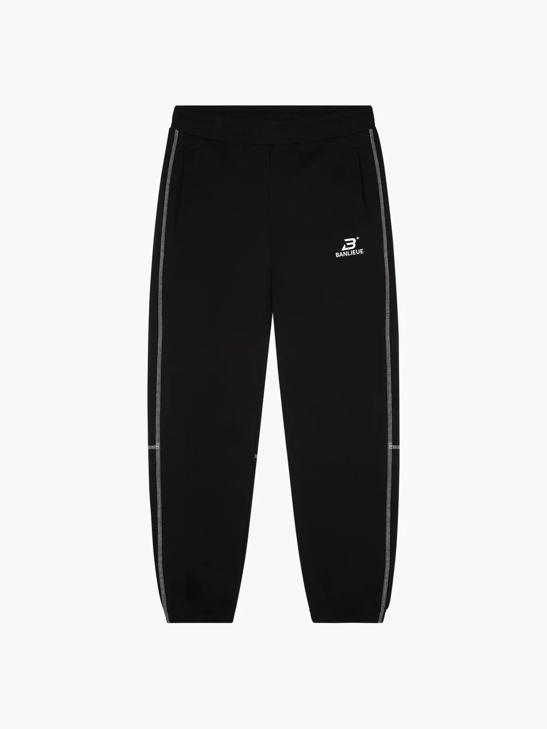 CONTRAST STITCH SWEATPANTS | BLACK / WHITE - Image 3