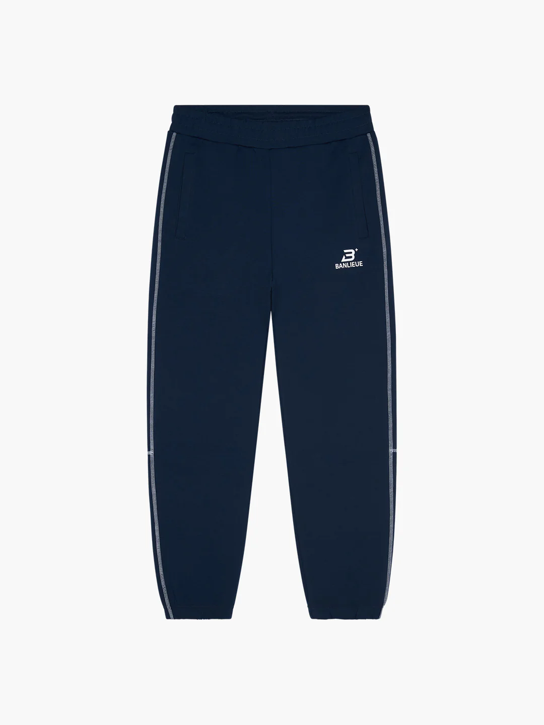 CONTRAST STITCH SWEATPANTS | NAVY / WHITE - Image 3